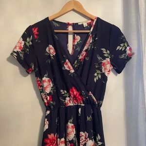 Floral shorts romper with train